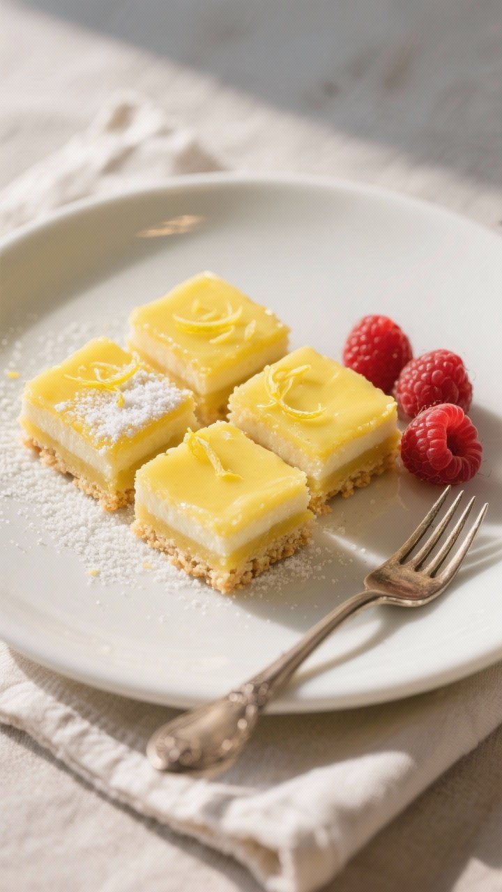 Final presentation: Restaurant-quality plate-up of Keto Lemon Bars served as neat squares on a matte