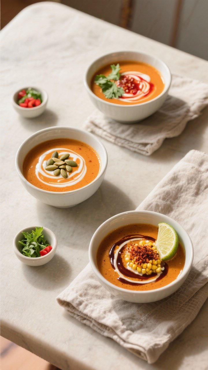 Overhead, tasty top view with variations: Top-down shot of a cozy tablescape featuring three small b