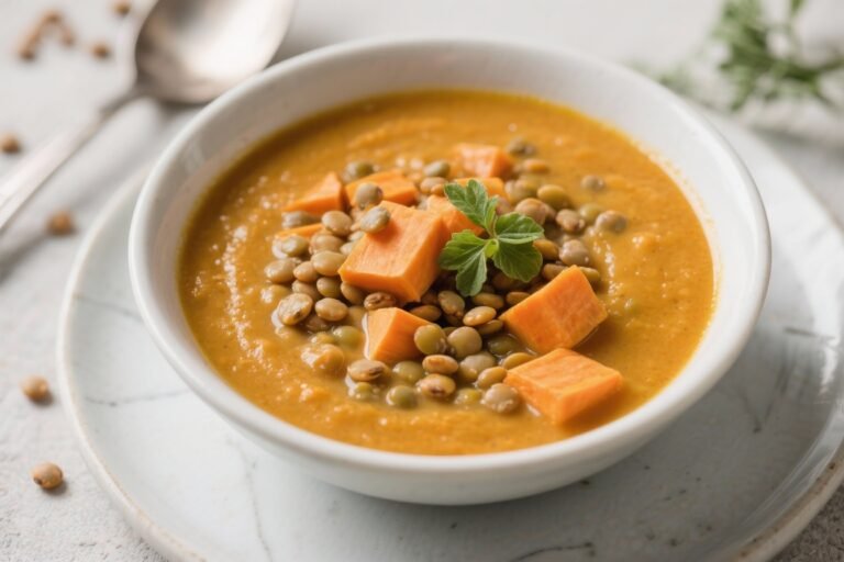 Vegan Sweet Potato and Lentil Soup – Cozy, Hearty, and Wholesome