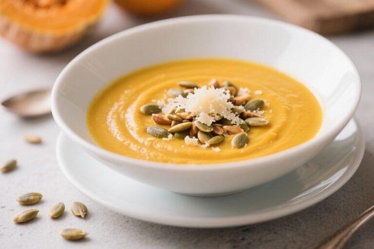 Creamy Pumpkin Soup with Parmesan and Roasted Pepitas: The Cozy Bowl You’ll Brag About All Week