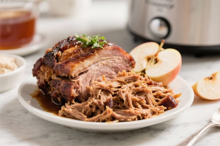 Slow Cooker Apple Cider Pulled Pork – Tender, Sweet, and Savory Comfort Food