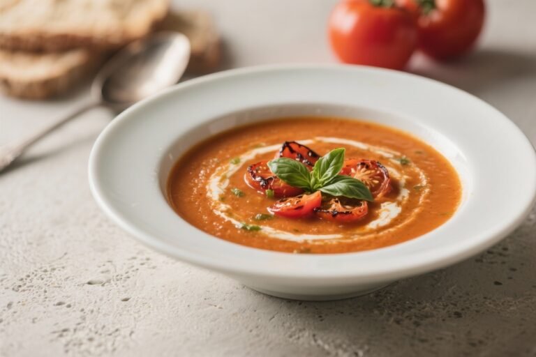 Roasted Tomato Basil Vegan Soup – Cozy, Bright, and Comforting