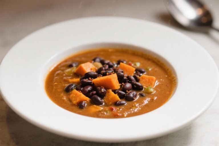Spicy Black Bean & Sweet Potato Soup – Hearty, Bright, and Comforting