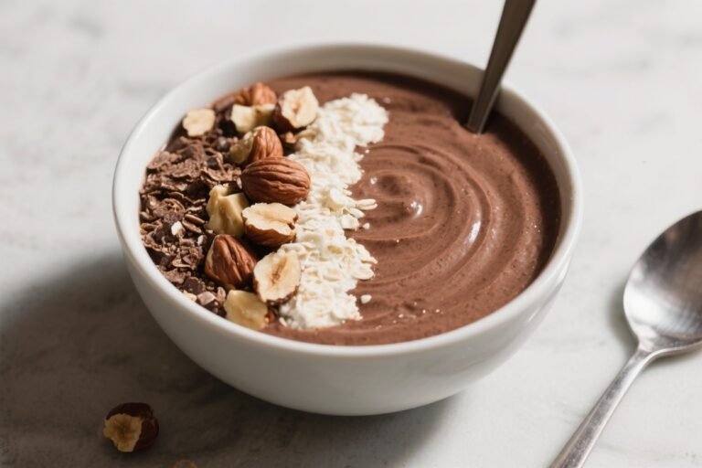 High-Protein Chocolate Hazelnut Smoothie Bowl – Creamy, Satisfying, and Easy