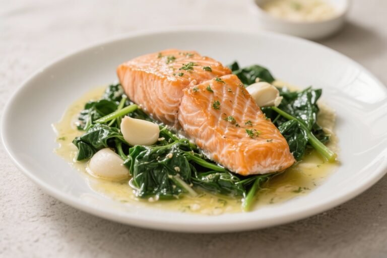 Garlic Butter Salmon With Spinach – Simple, Comforting, and Flavor-Packed
