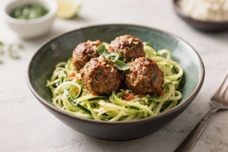 Keto Meatball Zoodle Bowl – A Cozy, Low-Carb Comfort Meal