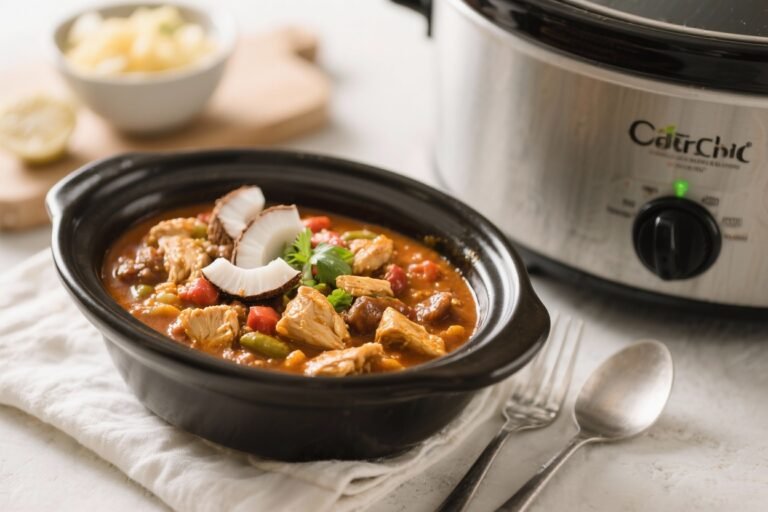 Coconut Curry Chicken Chili (Crockpot) – Cozy, Creamy, and Full of Flavor