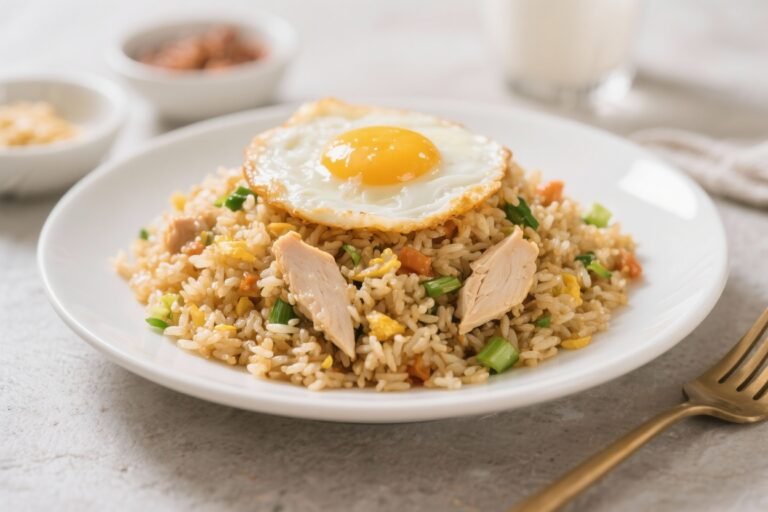 High-Protein Breakfast Fried Rice (Egg & Chicken) – Simple, Satisfying, and Fast