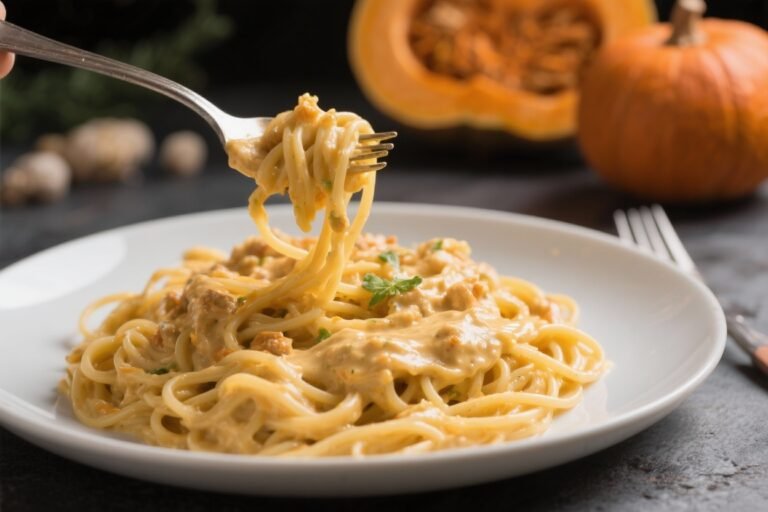 Vegan Pumpkin Alfredo Pasta – Creamy, Cozy, and Weeknight-Friendly