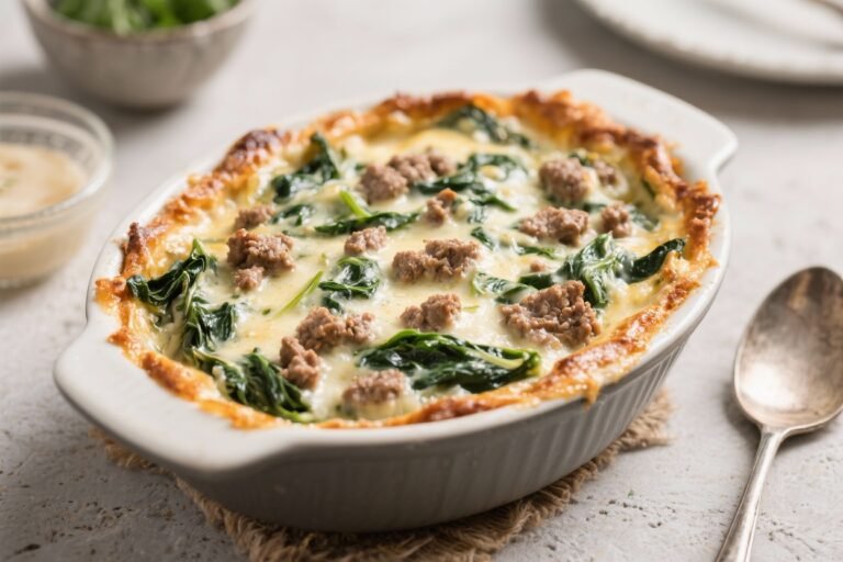 Creamy Spinach and Ground Beef Bake – Comforting, Easy, and Satisfying