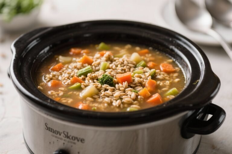 Slow Cooker Veggie Barley Soup – Cozy, Hearty, and Hands-Off