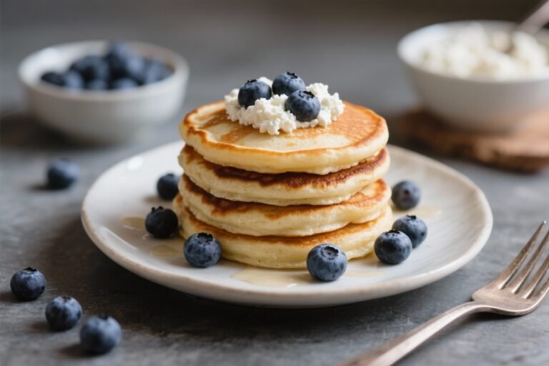 High-Protein Blueberry Cottage Cheese Pancakes – Fluffy, Filling, and Easy