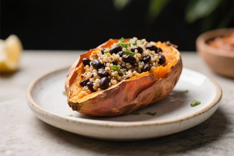Black Bean & Quinoa Stuffed Sweet Potatoes – A Hearty, Flavor-Packed Meal