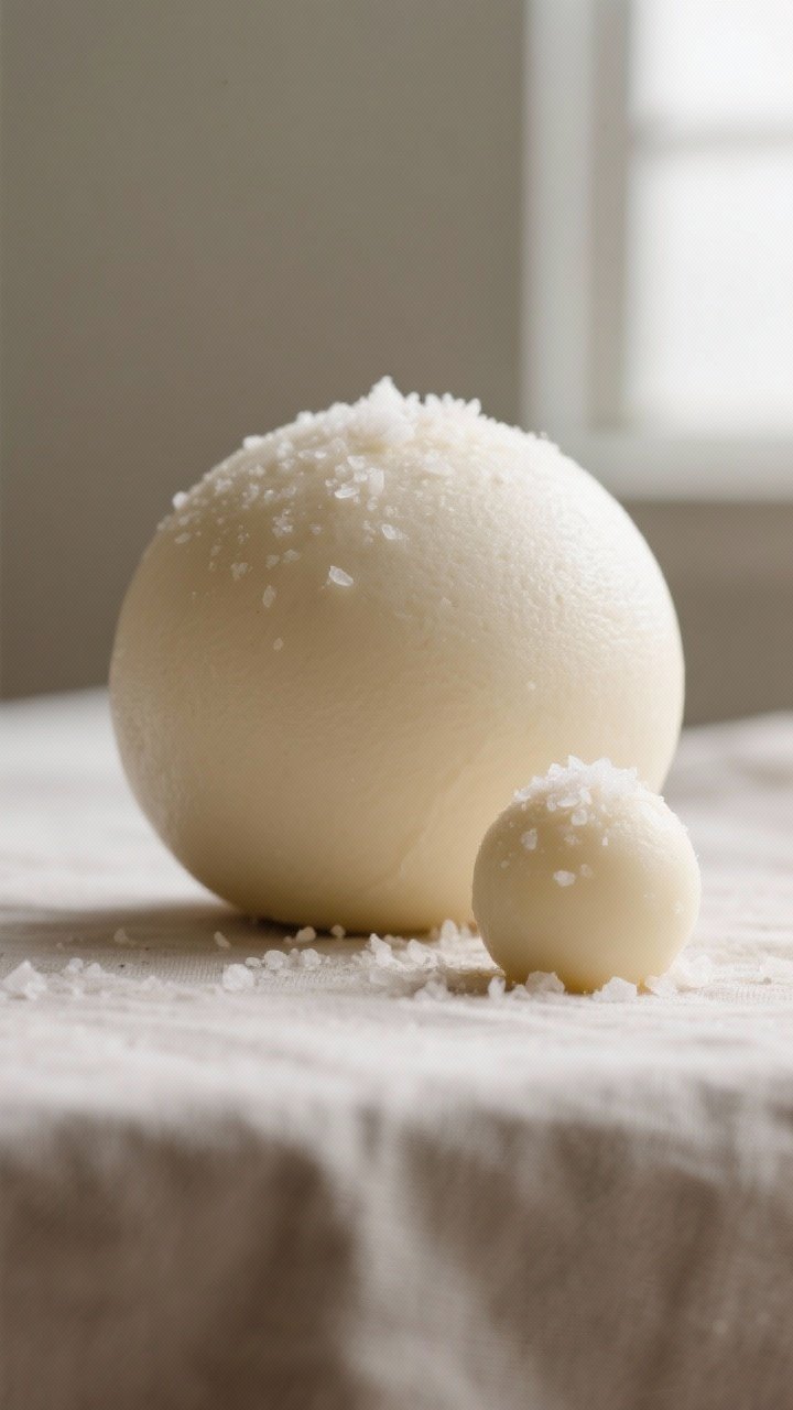 25-inch ball showing a smooth, faintly textured surface. Natural window light, neutral linen backdro