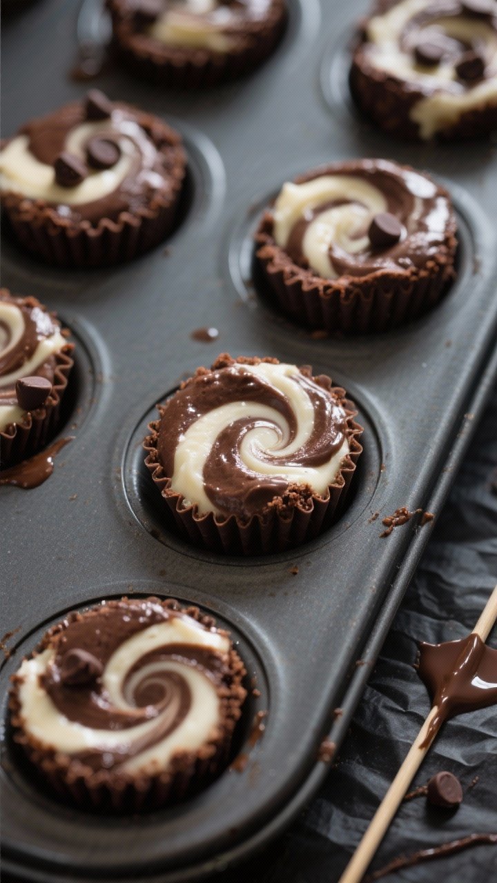 Close-up detail, cooking process: A silicone mini-muffin pan filled with partially baked keto browni