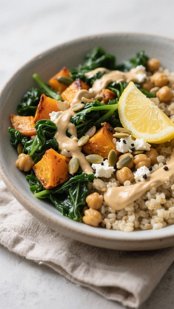 Final plated bowl – cozy restaurant-quality presentation: Close-up, slightly angled overhead shot 