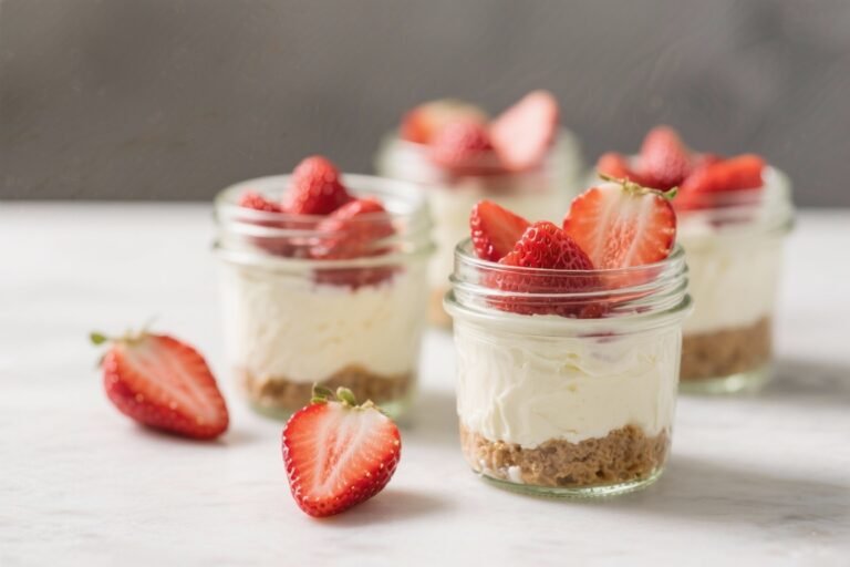 No-Bake Strawberry Cheesecake Jars (Light & Creamy) – Easy Dessert for Any Day