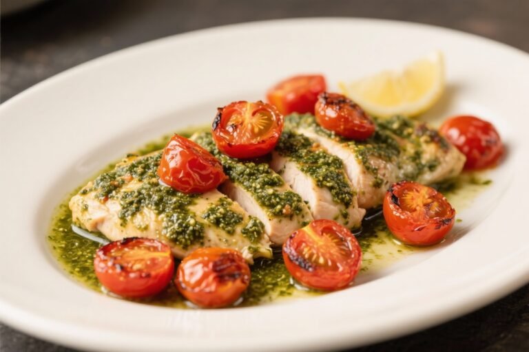 Pesto Chicken With Roasted Tomatoes – Bright, Flavorful, and Weeknight-Friendly