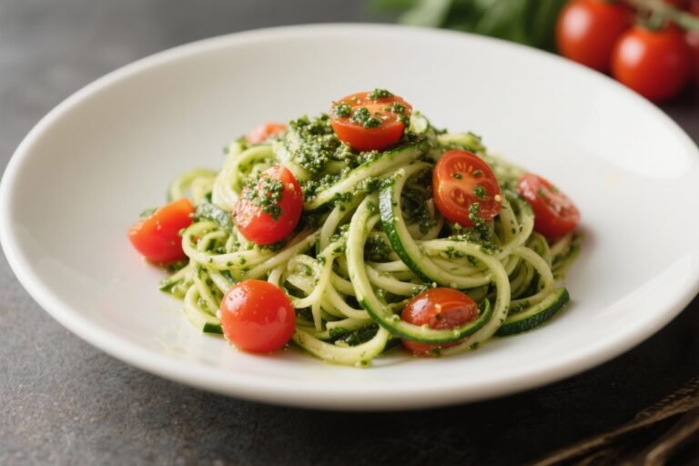 Zucchini Noodles With Pesto and Cherry Tomatoes – A Light, Flavorful Weeknight Favorite