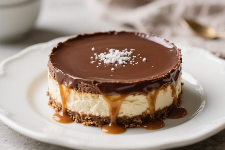Keto Salted Caramel Chocolate Cheesecake – Rich, Creamy, and Low-Carb