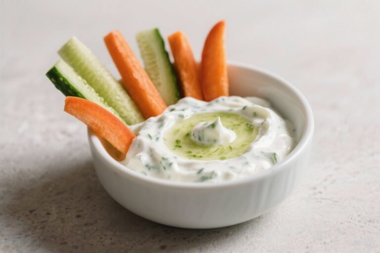 Greek Yogurt & Cucumber Dip With Veggie Sticks – Cool, Creamy, and Crunchy