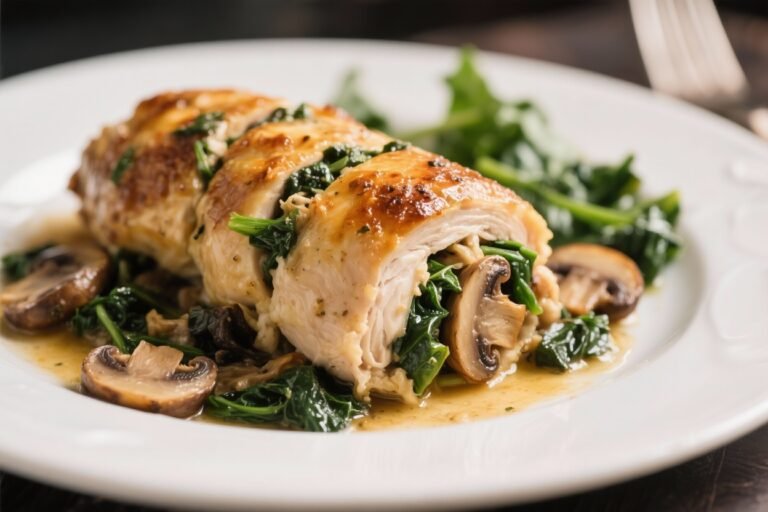 Spinach & Mushroom Stuffed Chicken – A Comforting, Flavor-Packed Dinner
