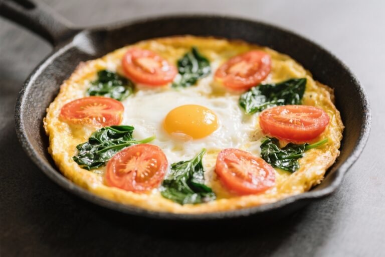 Egg White Frittata With Tomatoes and Spinach – Light, Fresh, and Satisfying