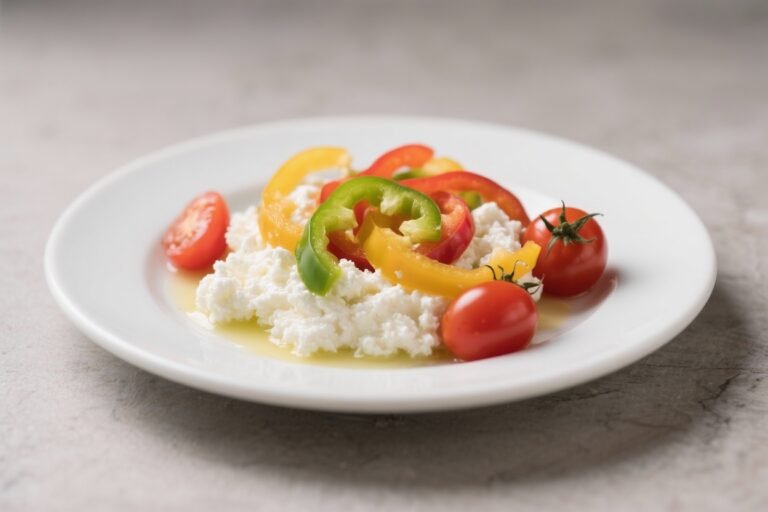 Cottage Cheese With Sliced Peppers and Cherry Tomatoes – A Fresh, Protein-Packed Bowl
