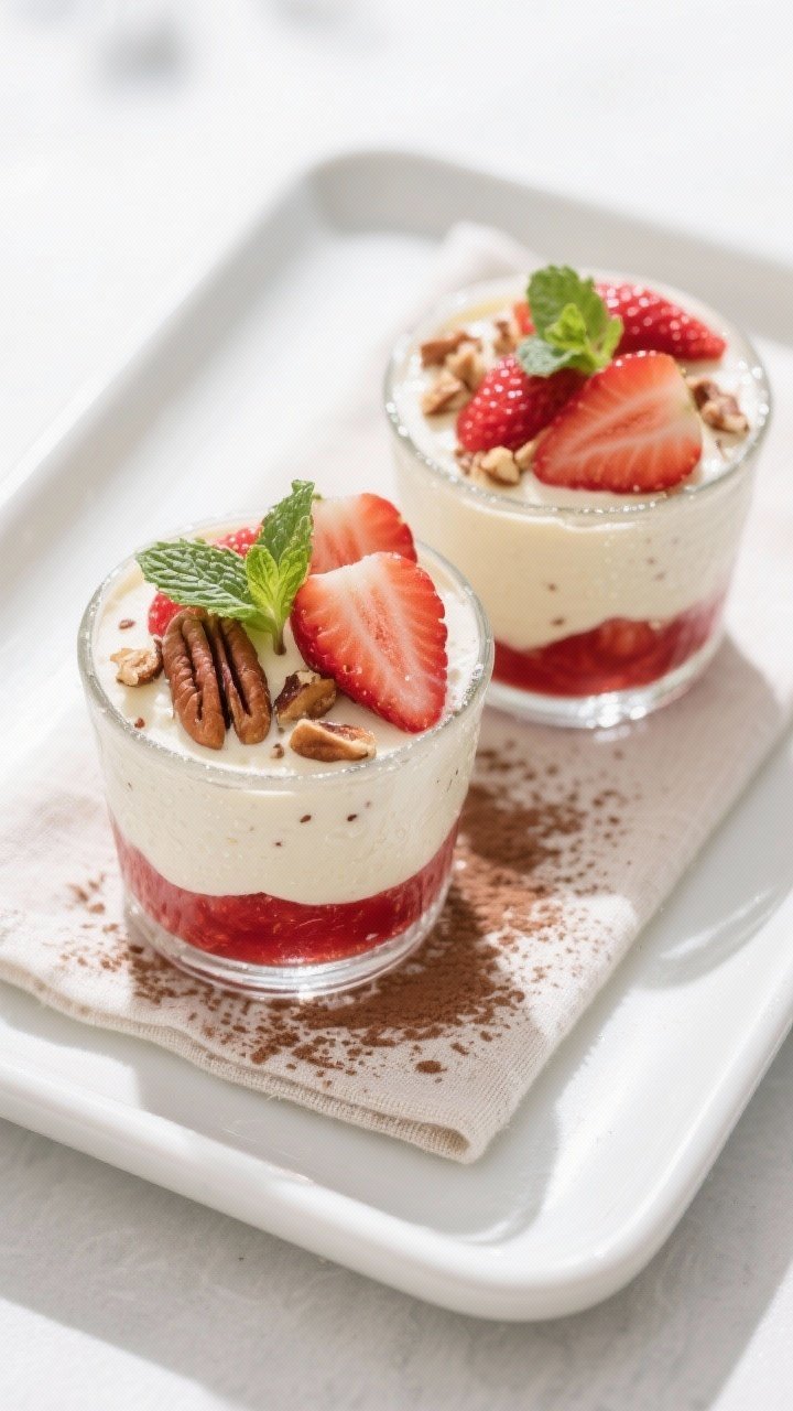 Tasty top-view final presentation: overhead shot of two small café-style glasses filled with the fi