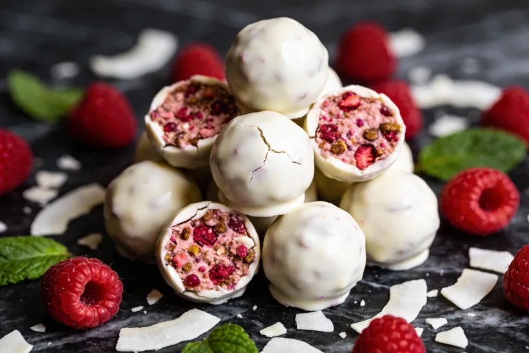 Keto Raspberry White Chocolate Truffles