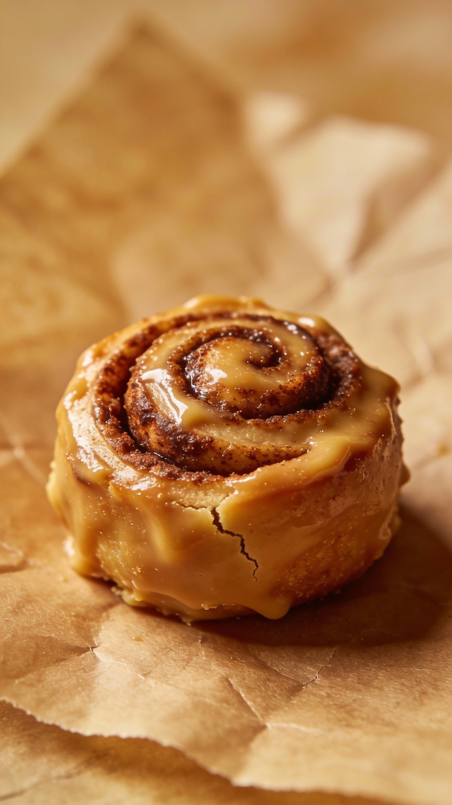 closeup keto cinnamon roll fat bomb on parchment paper