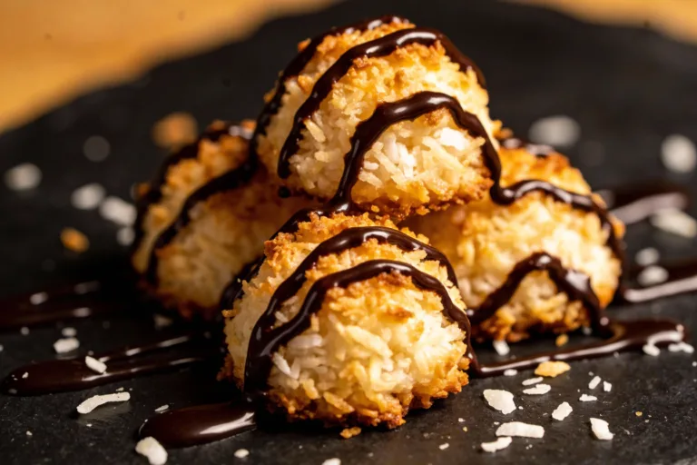 Keto Coconut Macaroons Drizzled with Dark Chocolate