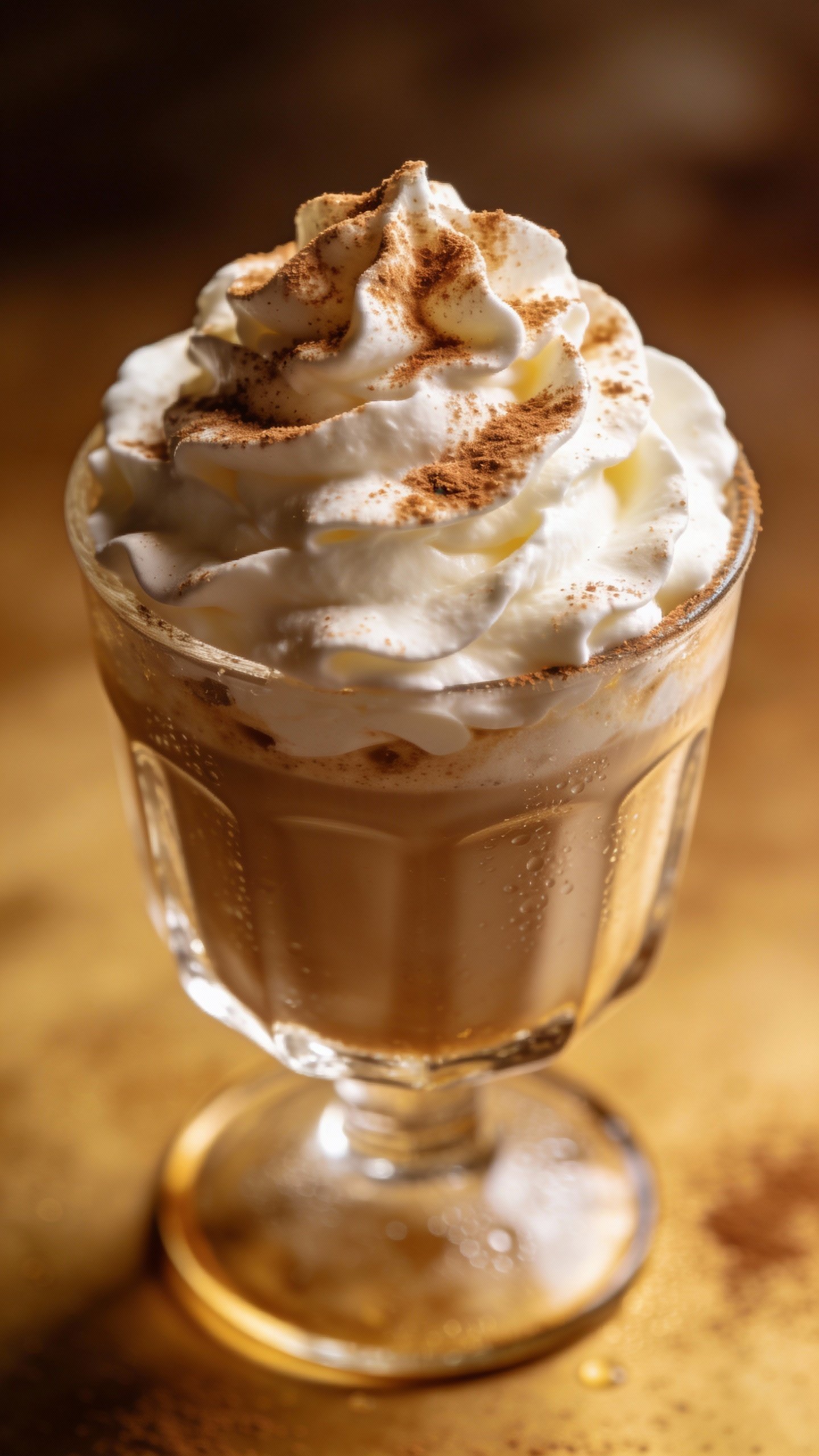 single dessert cup topped with whipped cream and cinnamon