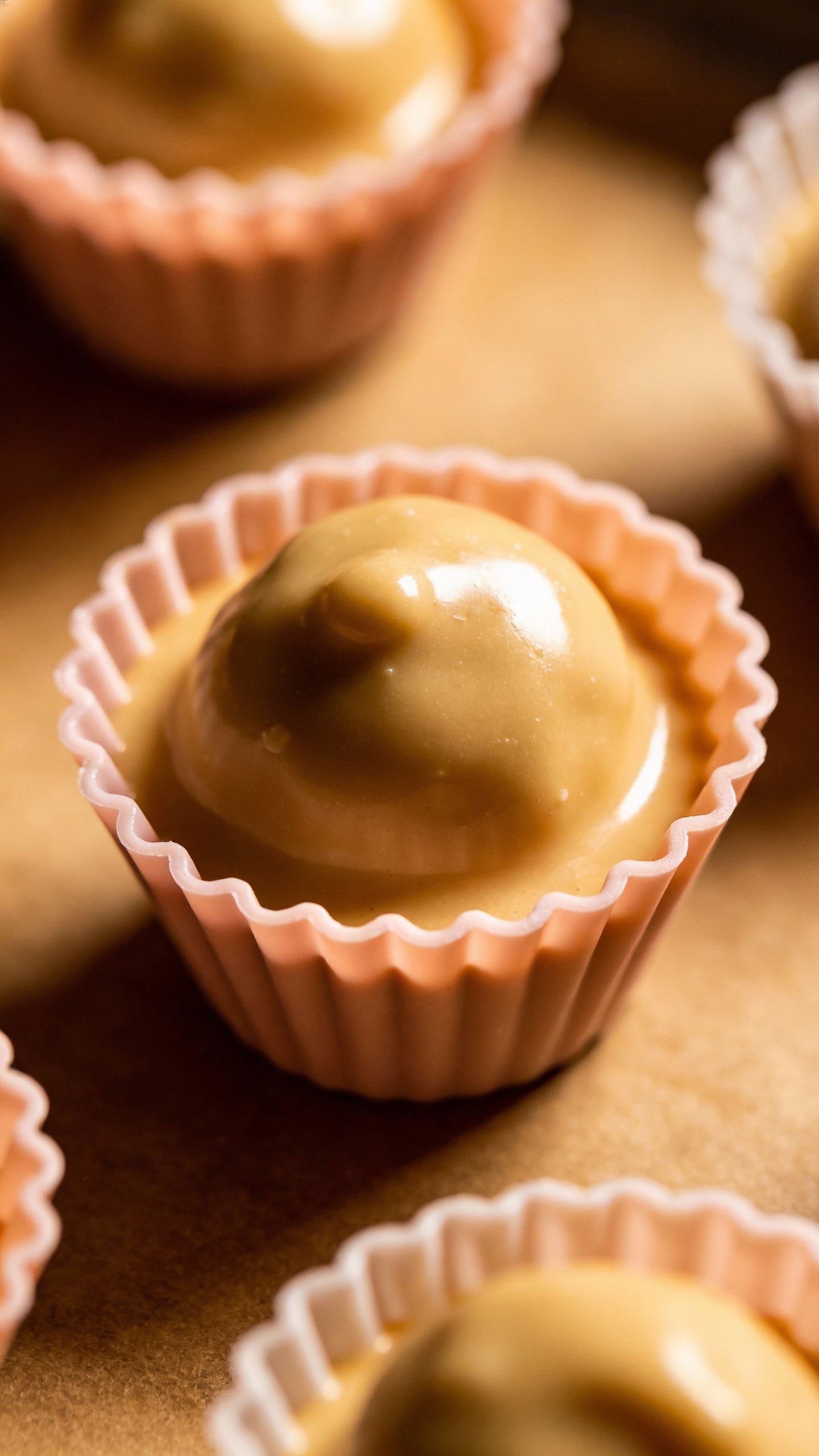overhead shot of keto fat bomb in mini silicone cup