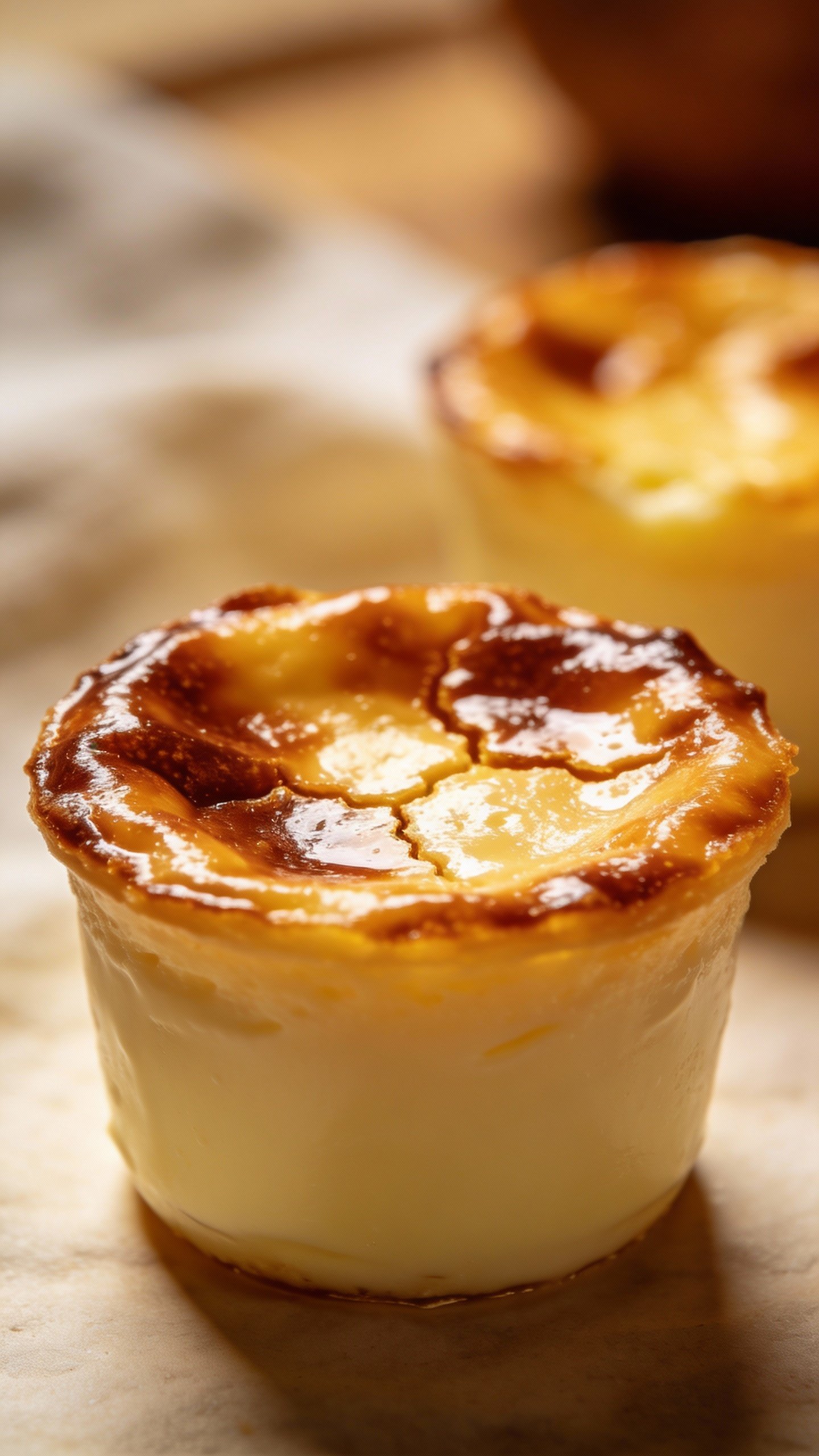 closeup keto vanilla custard cup with caramelized top