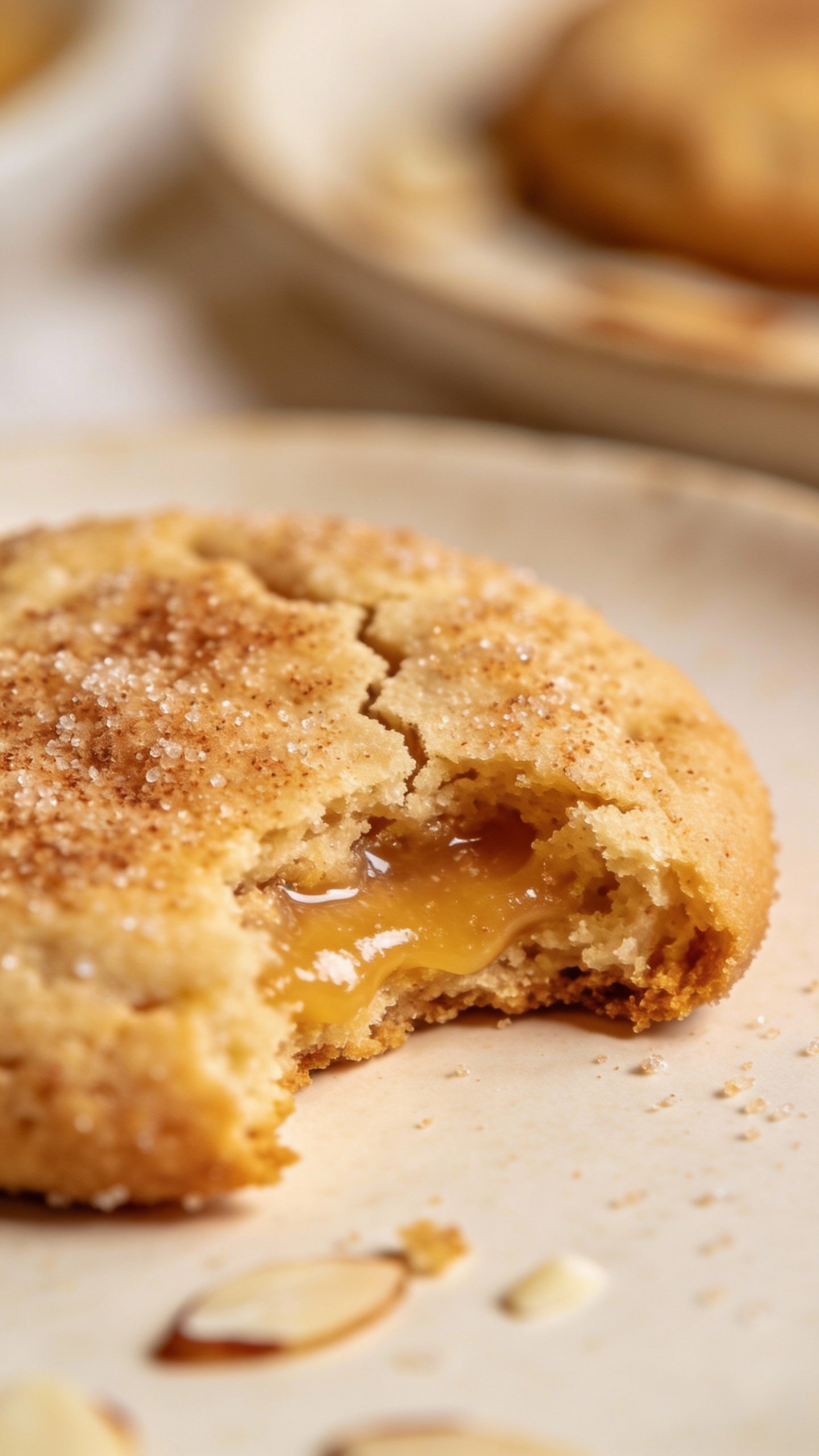 almond flour keto snickerdoodle, soft center bite showing