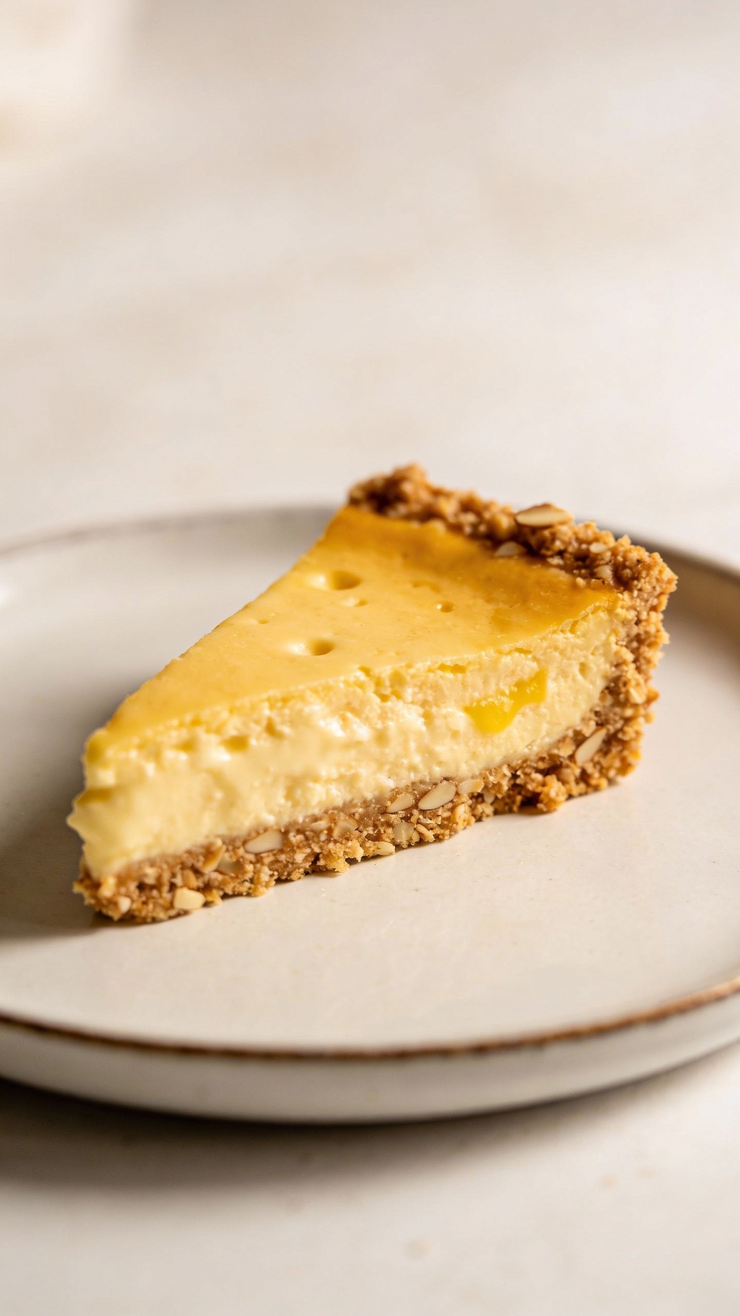 single slice keto cheesecake bar on white ceramic plate