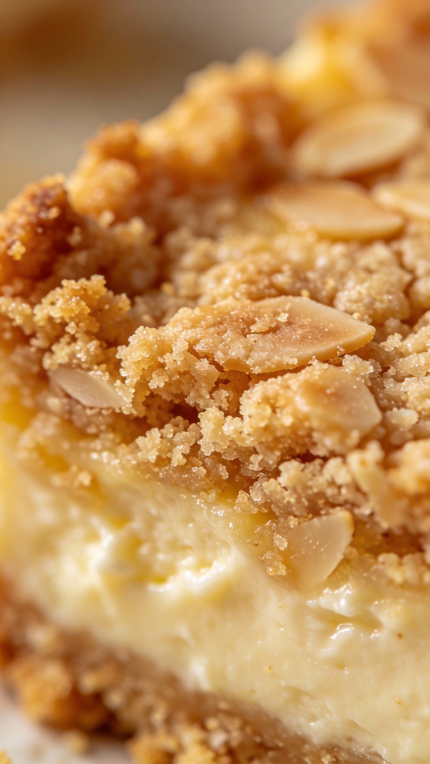 almond flour crust detail of keto cheesecake bar, macro shot
