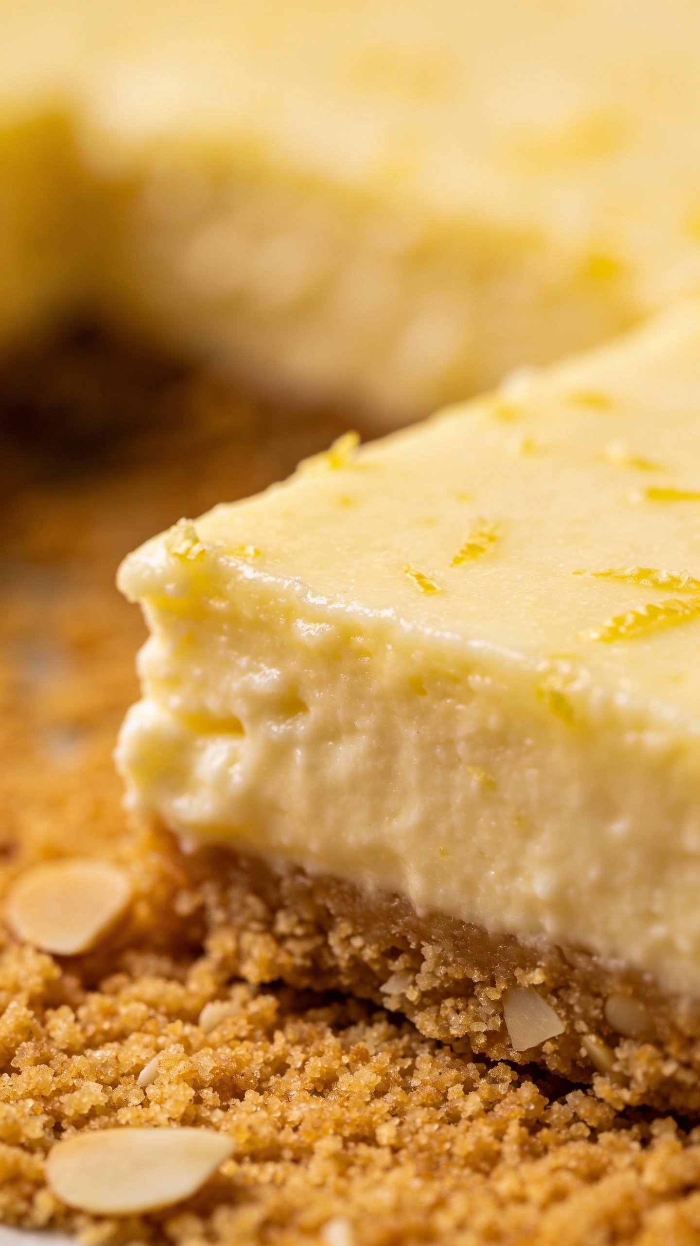 single lemon cheesecake bar on almond flour crust, macro