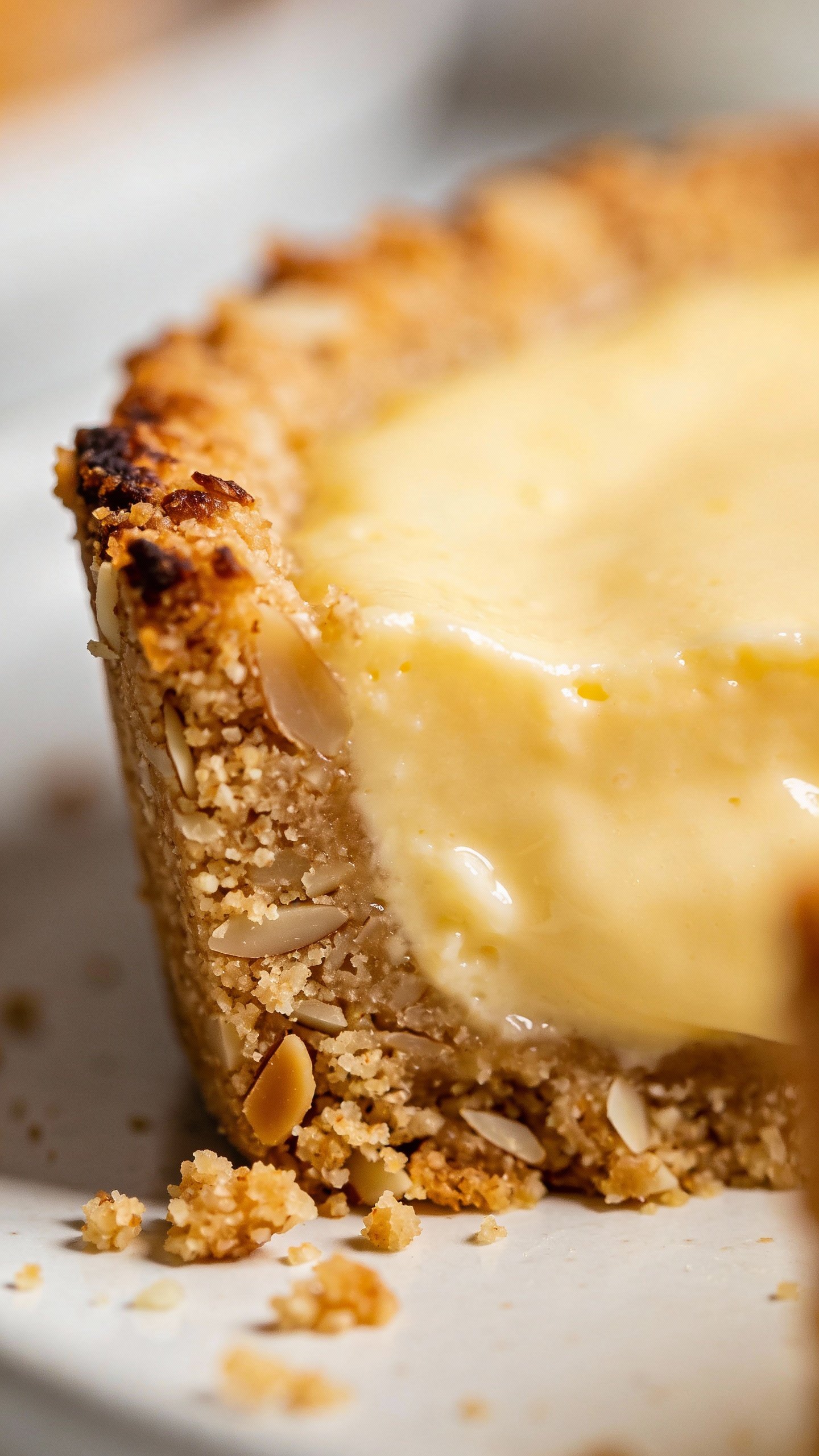 creamy keto tart filling in toasted almond flour crust, macro