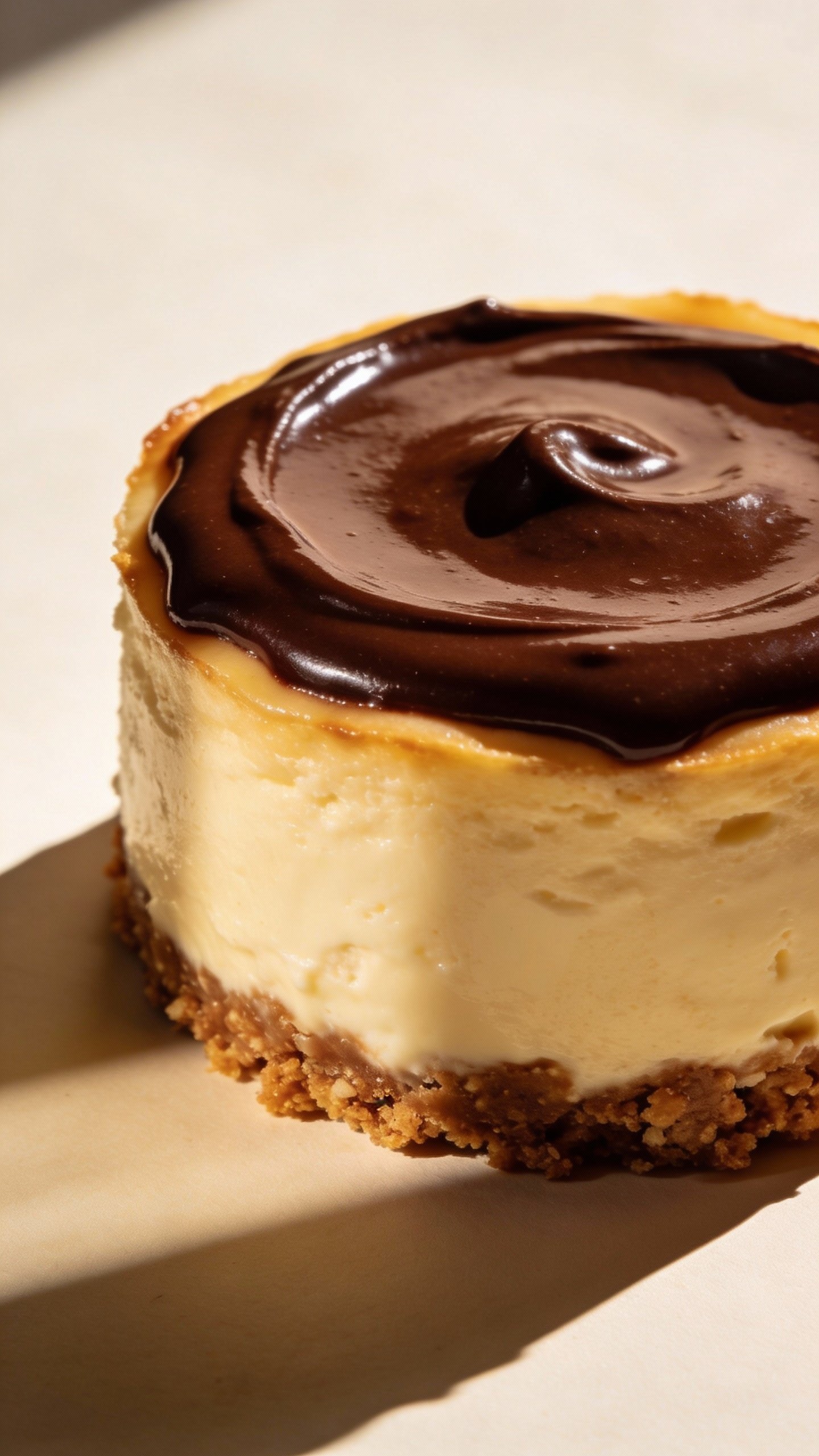 single keto cheesecake topped with sugar-free dark chocolate ganache