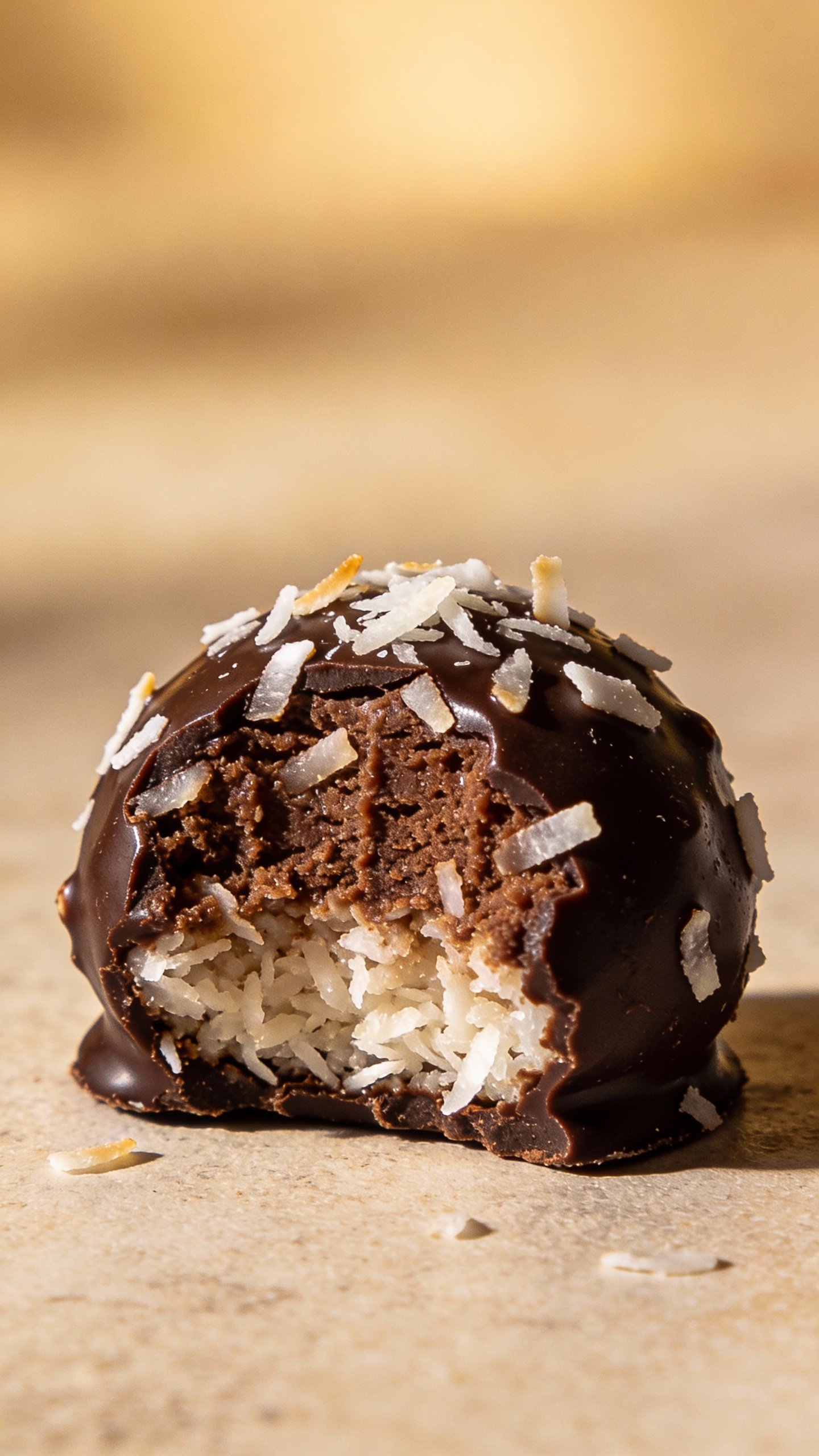 closeup of a single keto chocolate coconut fat bomb