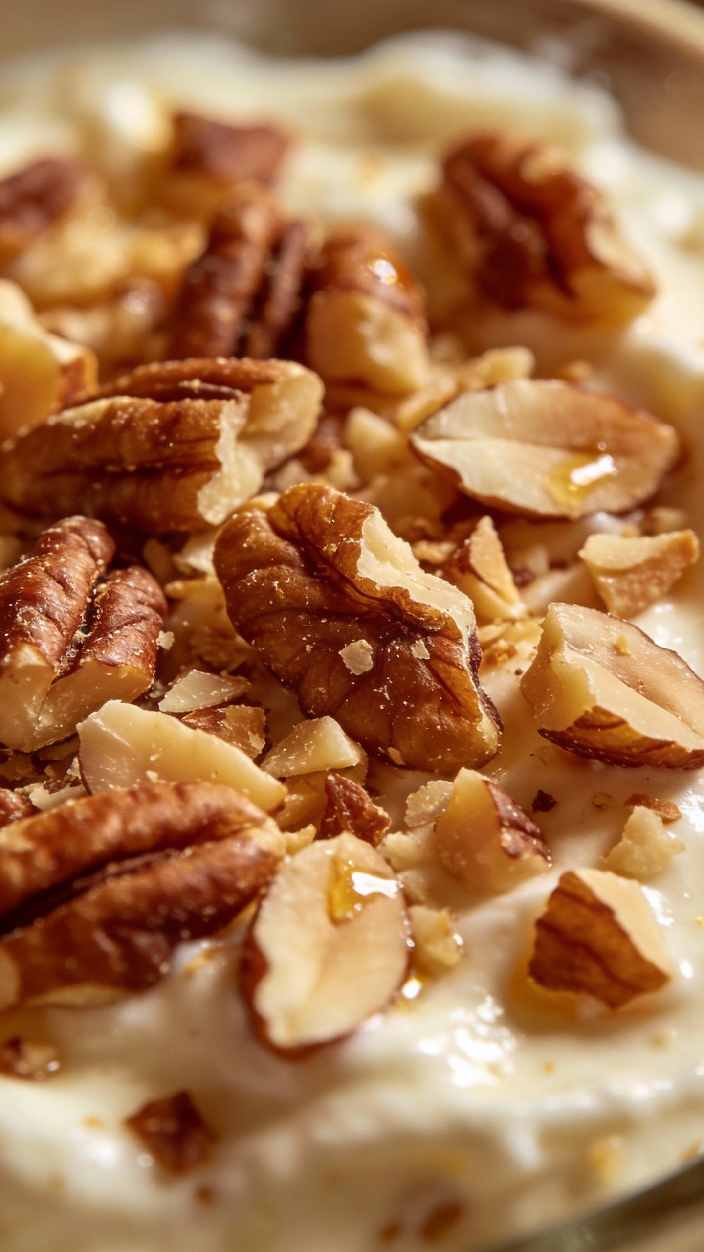 macro shot of crushed nut topping on keto parfait