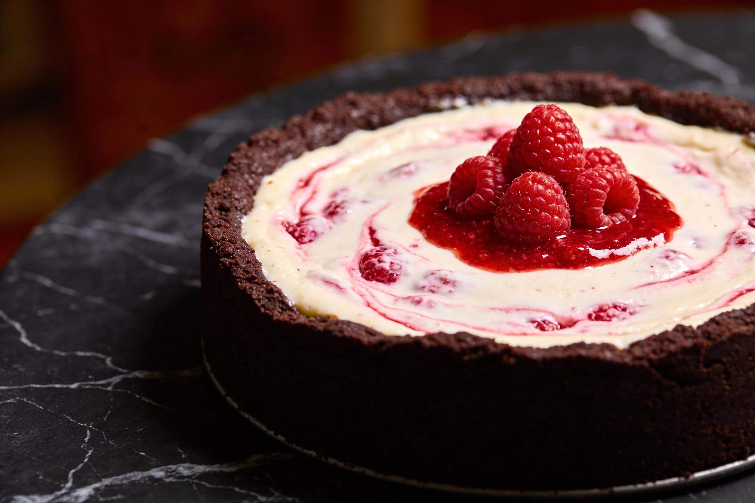 Keto Raspberry Chocolate Cheesecake