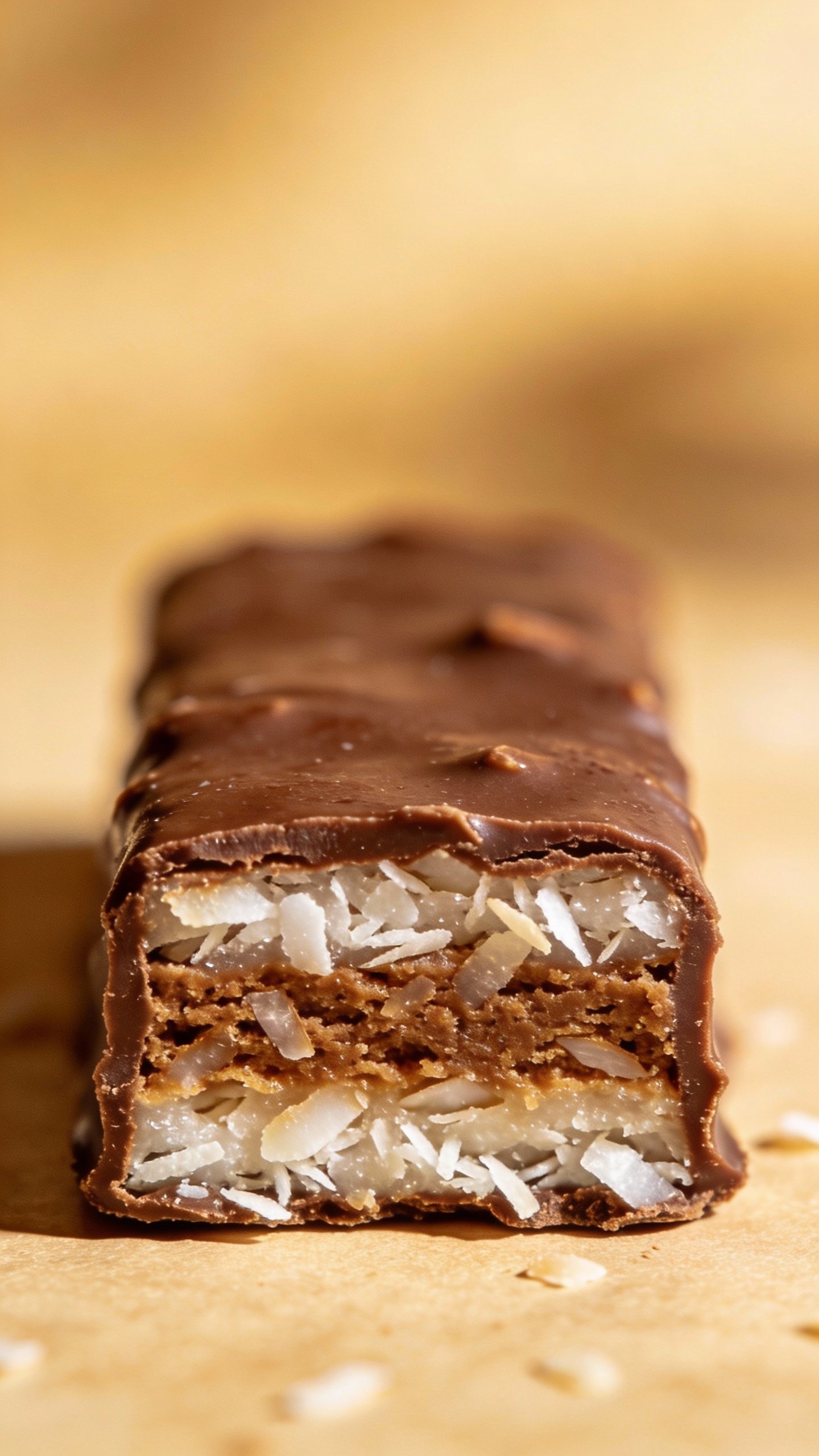 single sliced keto truffle bar showing fudgy coconut layers