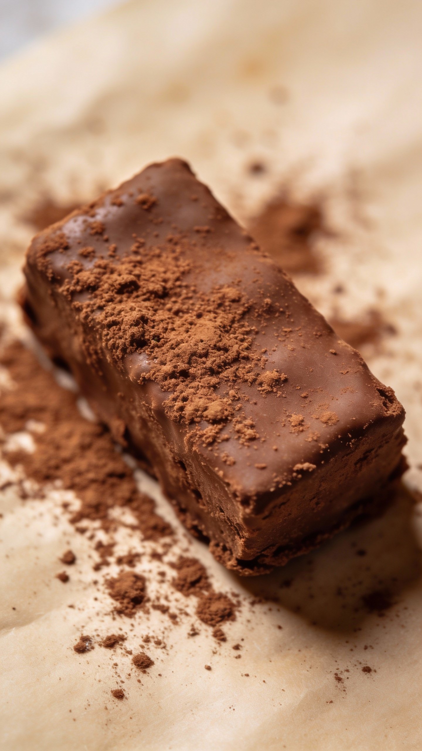 overhead of one keto truffle bar dusted with cocoa powder