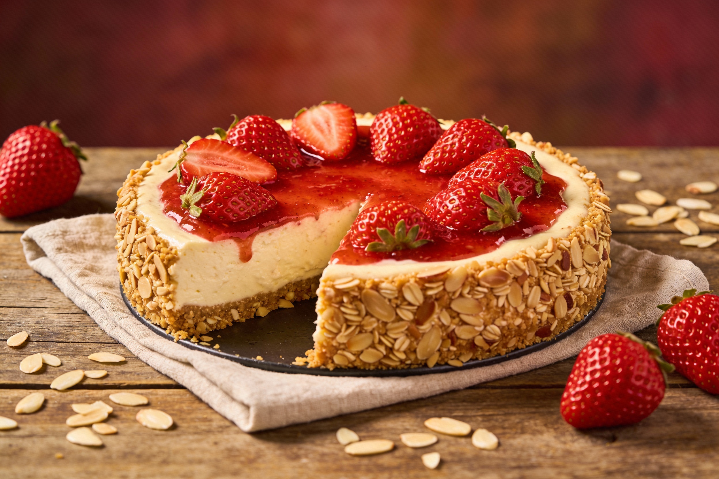 Keto Strawberry Almond Cheesecake