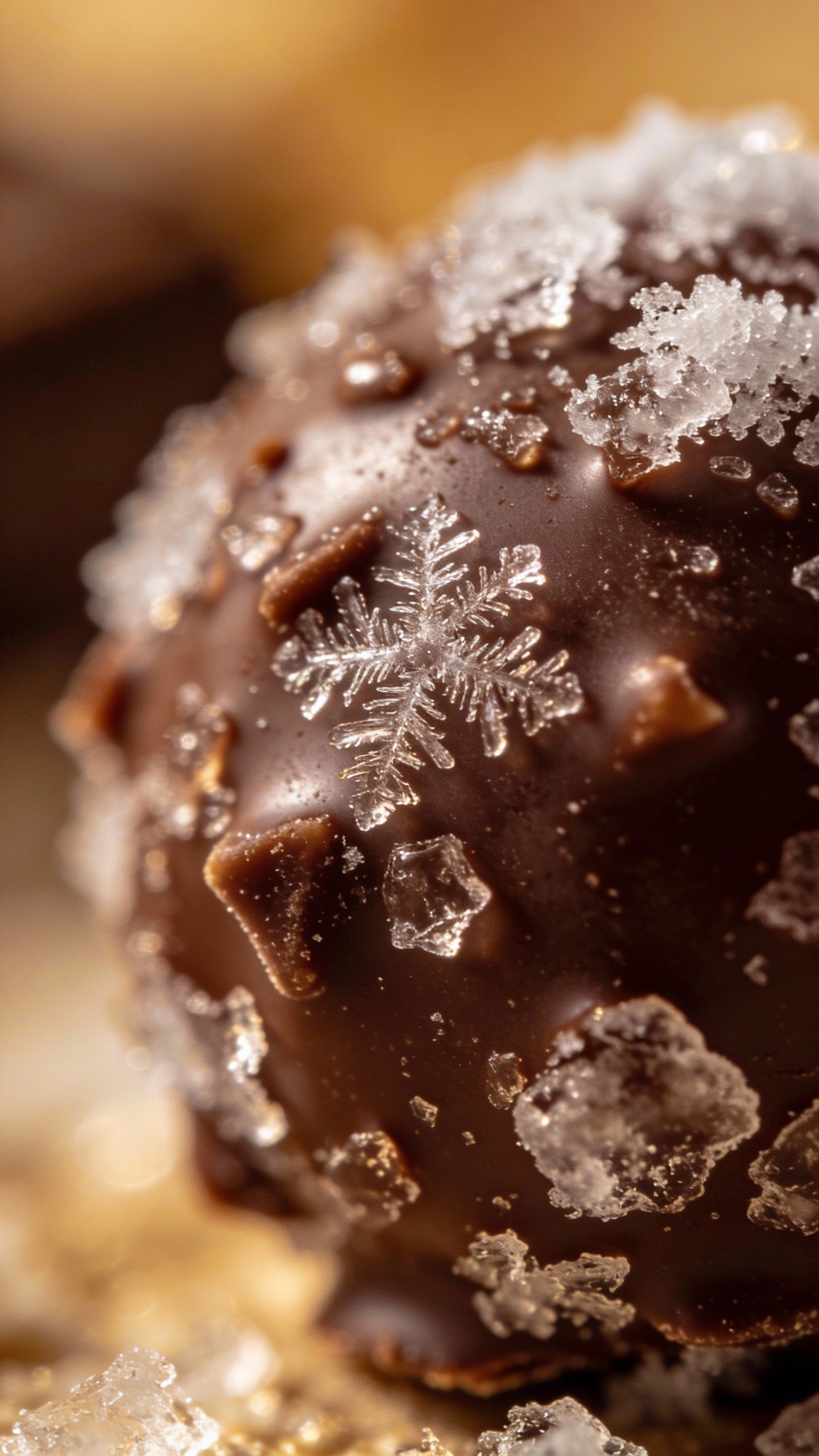 macro shot of keto chocolate fat bomb with frosty surface