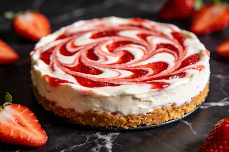 Keto Strawberry Swirl Cheesecake