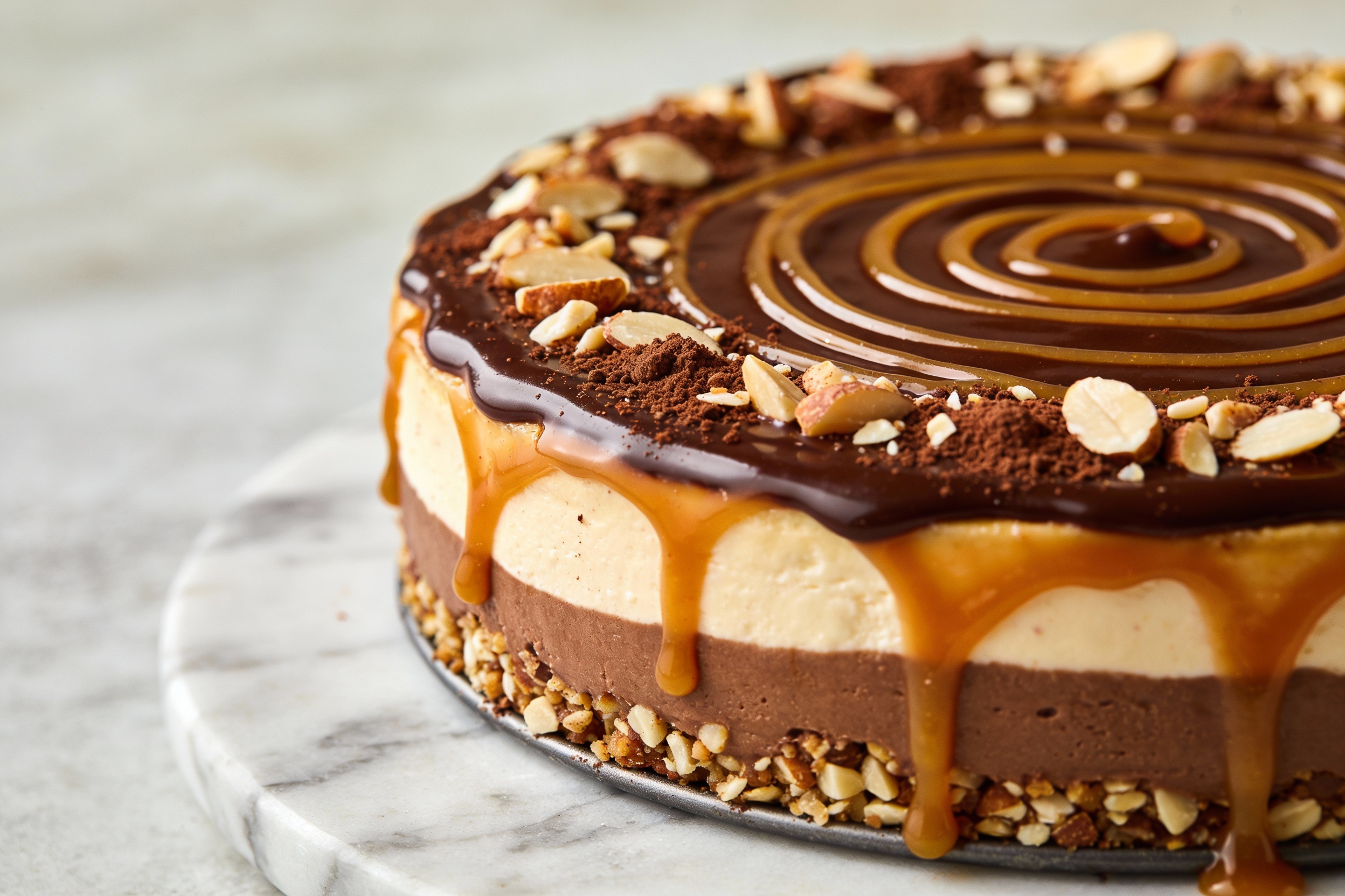 Keto Chocolate Caramel Cheesecake